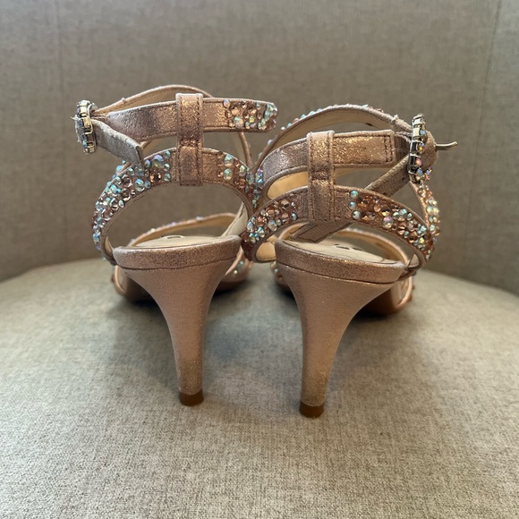 Alex Marie Kandis Rhinestone Embellished Strapy Heels in Rose Gold - Picture 5 of 6